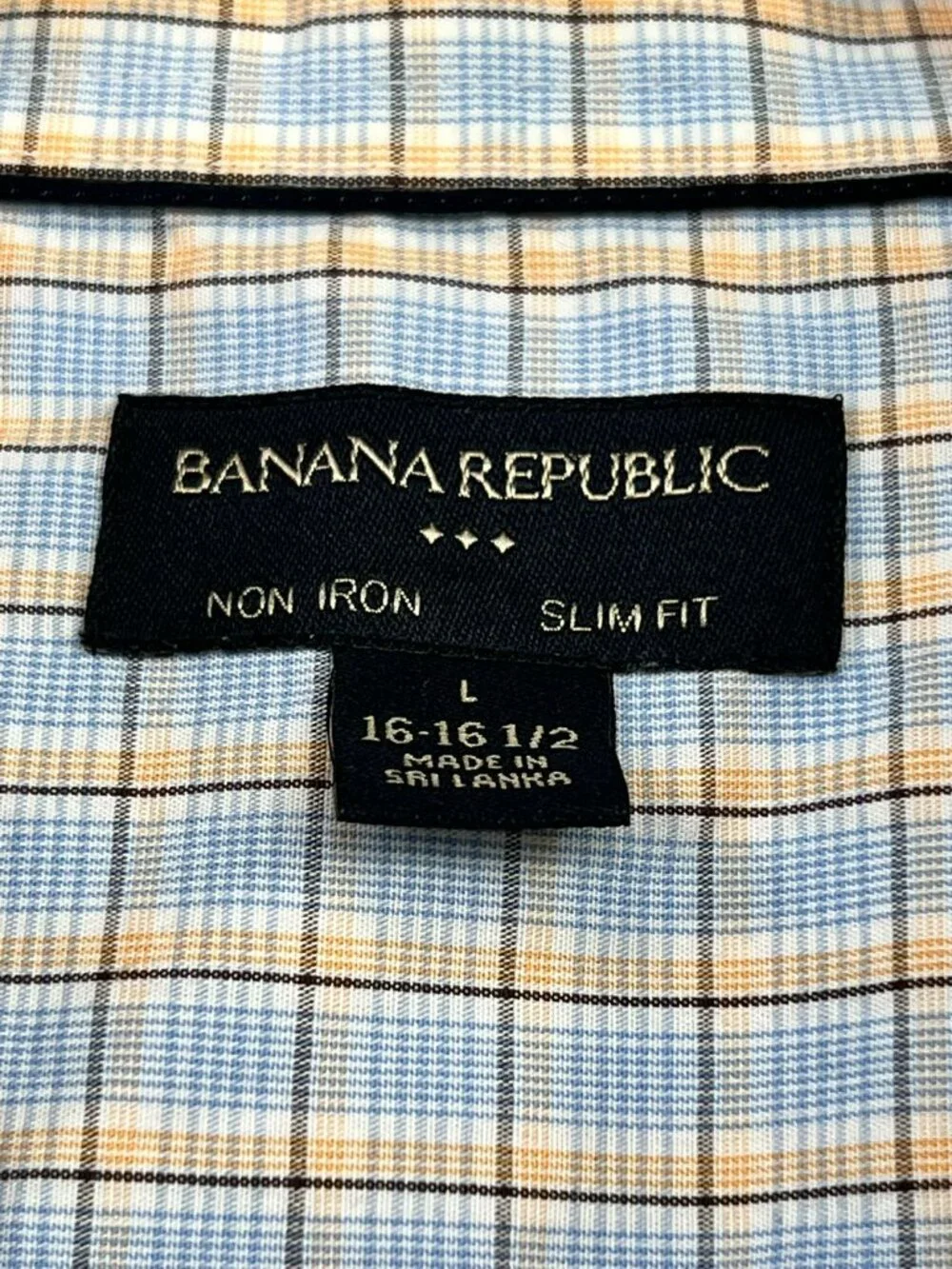 Banana Republic Mens Non-Iron Slim Fit Dress Shirt LS Size L 16-16.5 Multi Plaid